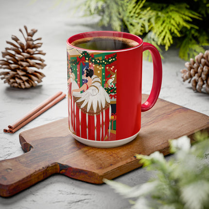 🎄💃 The Christmas Mirror Duet Colorful Mug – Art Deco Holiday Elegance