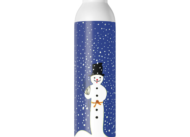Snowman in Falling Snow Slim Water Bottle