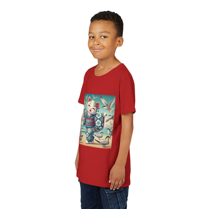 Geisha Kitten by the Seaside Youth Short Sleeve Tee