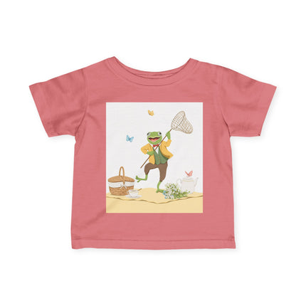 🐸🦋 The Little Butterfly Chasing Frog Infant Fine Jersey Tee – Whimsical Woodland Charm
