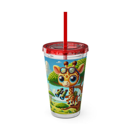 Giraffe Lookout Sunsplash Tumbler with Straw, 16oz