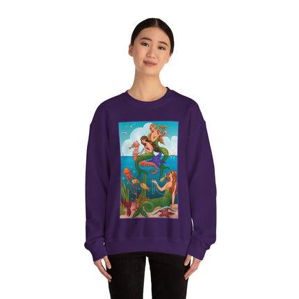 Three Mermaids with Strings of Pearls by Carlo Chiostri Heavy Blend™ Crewneck Sweatshirt