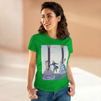 🎭🌸 The Garden Masquerade Cotton Tee – Art Deco Fashion Illustration