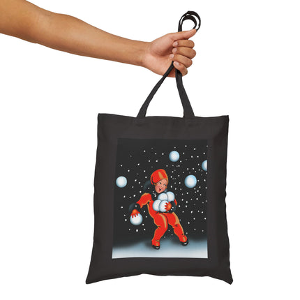 Festive Snowball Cotton Canvas Tote Bag