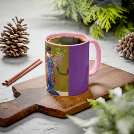 Wisteria Elegance Colorful Mug (11oz, 15oz) – Floral Beauty, Kimono Art & Timeless Grace