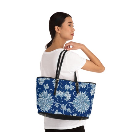 Blue Flower Pattern by Owen Jones PU Leather Shoulder Bag