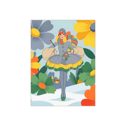 🌼❄️ The Winter Flower Wanderer Ceramic Tile – Art Deco Floral Fantasy
