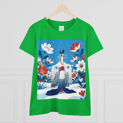 🌸❄️ The Winter Blossom Kimono Cotton Tee – Japanese-Inspired Floral Elegance
