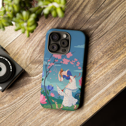 🌸☂️ The Lady Of The Falling Blossoms Phone Case – Art Deco Garden Whimsy