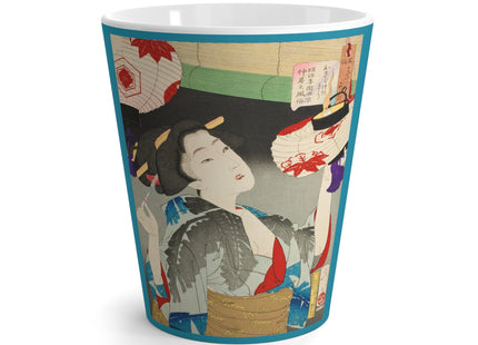 Looking Observant; The Appearance of a Kyoto Waitress of the Meiji Era by Tsukioka Yoshitoshi Latte Mug