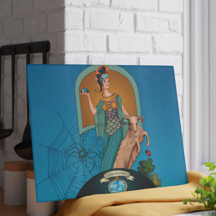 March & Aquamarine Zodiac Glass Cutting Board