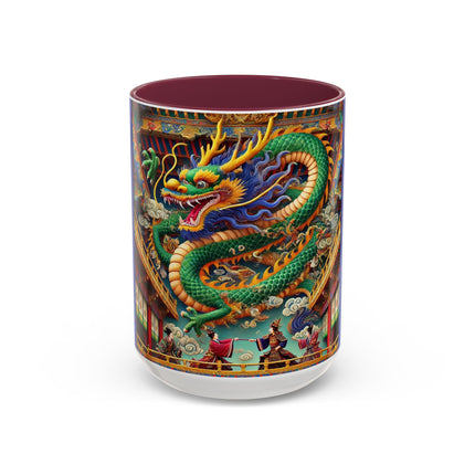 Tibetan Dragon Over Kabuki Duel Colorful Mugs (11oz, 15oz)