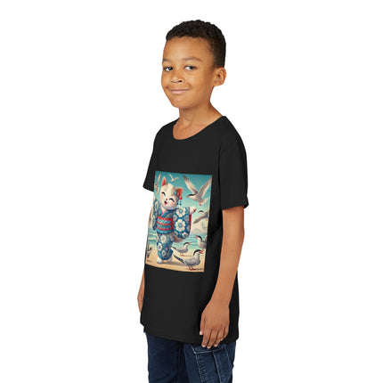 Geisha Kitten by the Seaside Youth Short Sleeve Tee