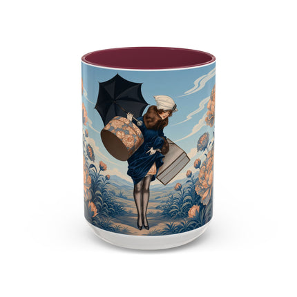☔🌸 The Grand Floral Journey Colorful Mug – Art Deco Travel Elegance
