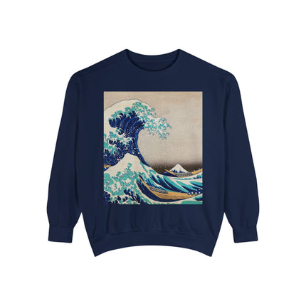 The Great Wave off Kanagawa by Katsushika Hokusai Garment-Dyed Sweatshirt