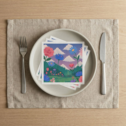 🌸🌈 The Enchanted Rainbow Flower Garden Napkins – Whimsical Botanical Floral Art