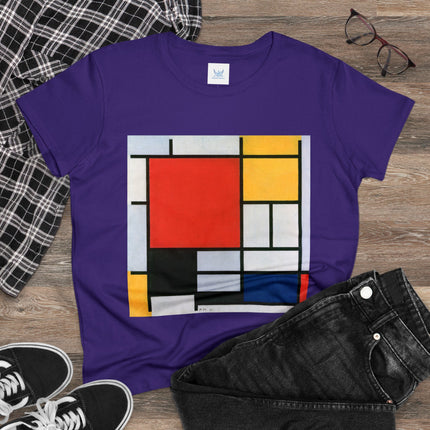 Composition with Red, Yellow, Blue, and Black by Piet Mondrian Women's Midweight Cotton Tee