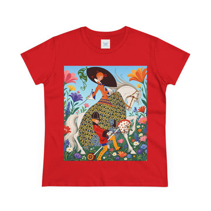 🐎🌸 The Enchanted Garden Riders Cotton Tee – Art Deco Equestrian Whimsy
