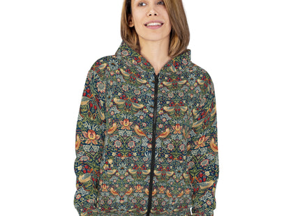 Strawberry Thief by William Morris Zip Hoodie (AOP)