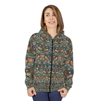 Strawberry Thief by William Morris Zip Hoodie (AOP)