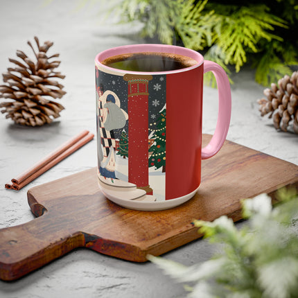 ❄️✨ The Winter Couture Promenade Colorful Mug – Art Deco Holiday Elegance