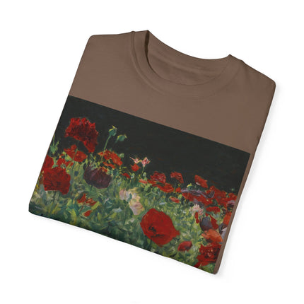 Poppies (A Study of Poppies for Carnation, Lily, Lily, Rose) by John Singer Sargent Unisex Garment-Dyed T-shirt