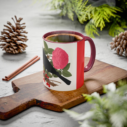 Blackbird & Rose Colorful Mugs – Timeless Elegance & Nature's Harmony