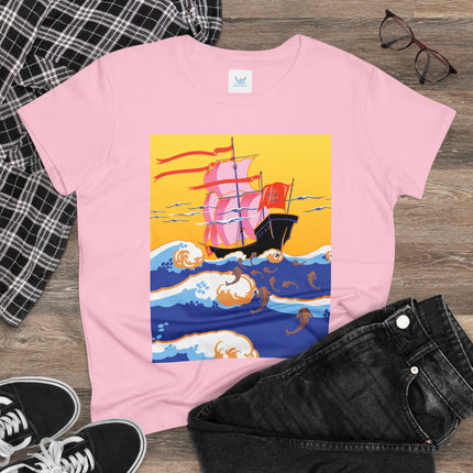 Golden Seas and Whimsical Dreams Women's Midweight Cotton Tee
