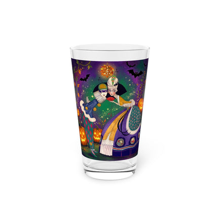 🎭🎃 The Masquerade Beneath The Pumpkin Lantern Glass, 16oz – Theatrical Halloween Charm
