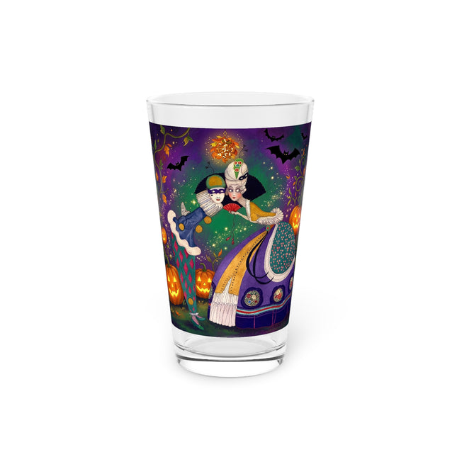 🎭🎃 The Masquerade Beneath The Pumpkin Lantern Glass, 16oz – Theatrical Halloween Charm