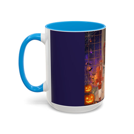 🌙🎃 The Moonlit Parlor Masquerade Colorful Mug – Elegant Halloween Romance