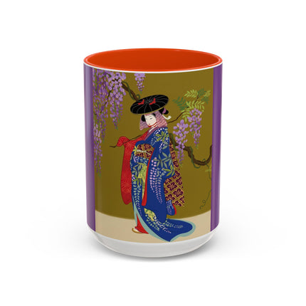 Wisteria Elegance Colorful Mug (11oz, 15oz) – Floral Beauty, Kimono Art & Timeless Grace