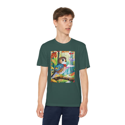 Baby Hawk Plays in Forest Youth Competitor Tee