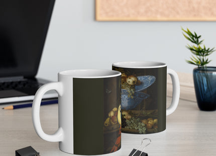 Fruit Still Life With Two Parrots by Balthasar van der Ast Ceramic Mug 11oz