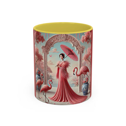 Petals, Porcelain, and Flamingos Colorful Mugs (11oz, 15oz)