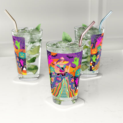 🌈👻 The Rainbow Ghost Masquerade Glass, 16oz – Colorful Halloween Charm