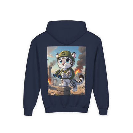 Snow Leopard Lookout Youth Hooded Sweatshirt – Adventure, Curiosity & Fearless Style