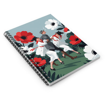 🌺💃 The Ladies Of The Scarlet Garden Spiral Notebook – Art Deco Floral Adventure