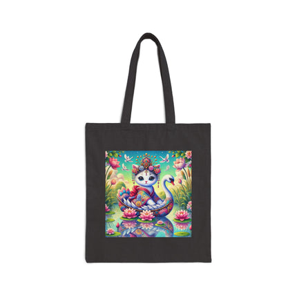 Geisha Kitten’s River Voyage Cotton Canvas Tote Bag