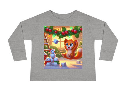 Naughty or Nice Kitten Christmas Toddler Long Sleeve Tee