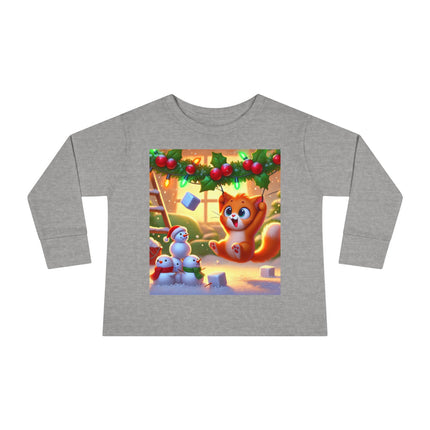 Naughty or Nice Kitten Christmas Toddler Long Sleeve Tee