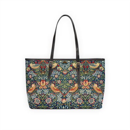 Strawberry Thief by William Morris PU Leather Shoulder Bag