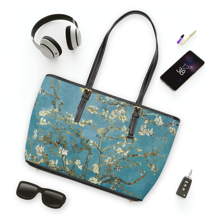 Almond Blossom by Vincent van Gogh PU Leather Shoulder Bag