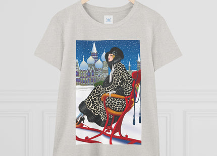 Elegant Winter Woman in Sleigh Women's Midweight Cotton Tee