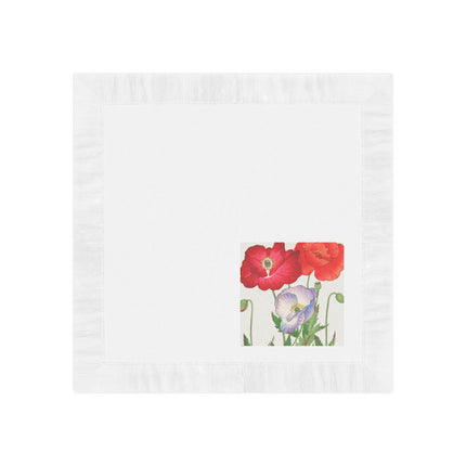 Poppies by Tanigami Kônan White Coined Napkins – Bold Blooms & Japanese Woodblock Elegance