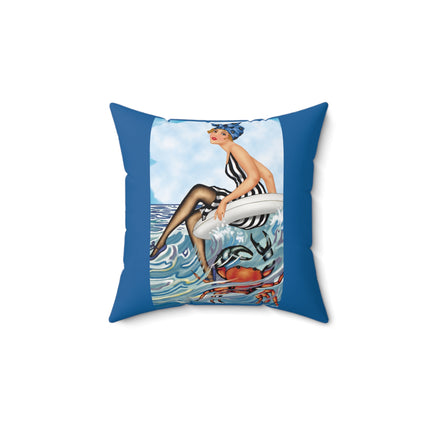 Playful Waves and Fashion Follies Spun Polyester Square Pillow