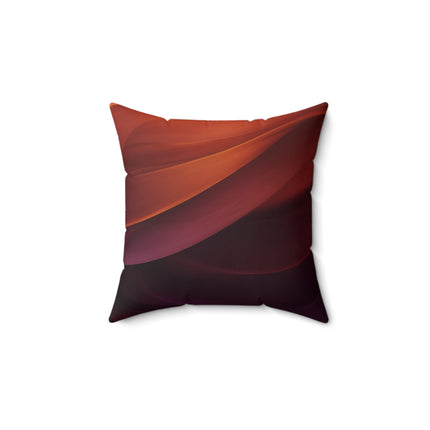 Wave Pattern with Intertwined Hues of Orange, Rose, Maroon, and Purple Spun Polyester Square Pillow