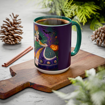 🎭🎃 The Masquerade Beneath The Pumpkin Lantern Colorful Mug – Theatrical Halloween Charm
