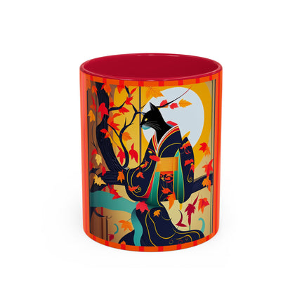 Black Cat in Kimono Colorful Mugs, 11oz
