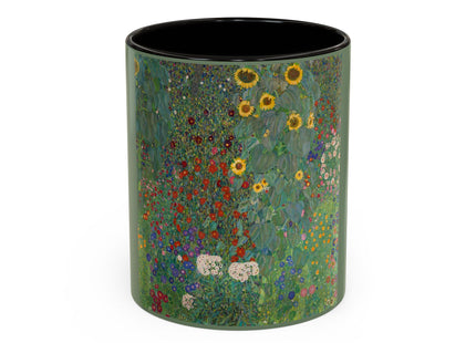 Farm Garden with Sunflowers by Gustav Klimt Colorful Mugs (11oz, 15oz)